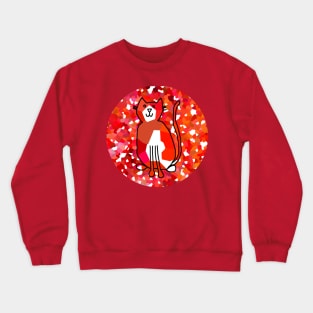 Minimal Line Drawing of Cat on Red Crewneck Sweatshirt